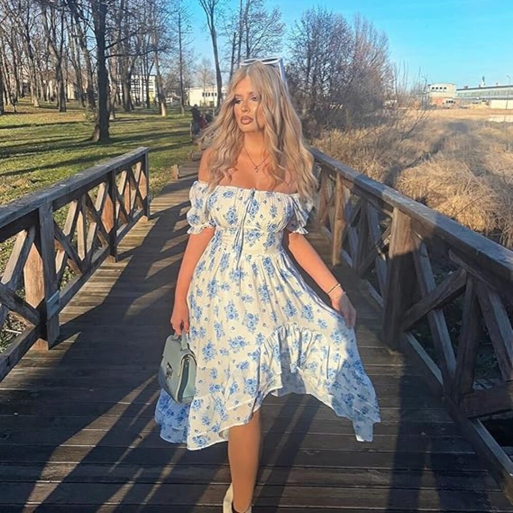 Scarlet Darkness Floral Flowy Chiffon Cottagecore Corset Dress